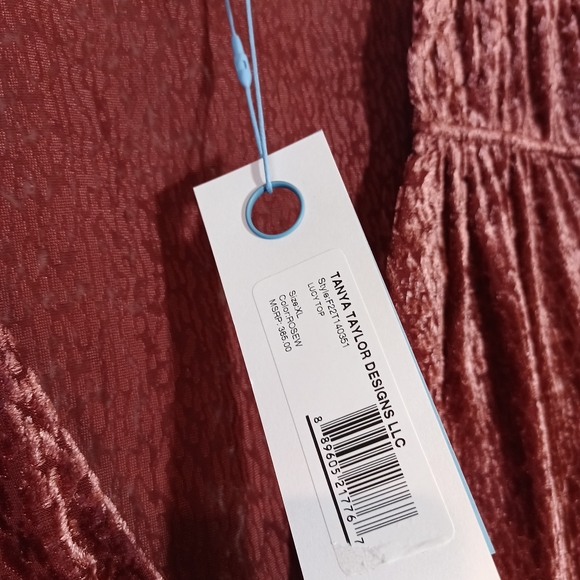 Tanya Taylor Lucy Top Textured Velvet Balloon Sleeves Blouse Rose XL New Nwt - Picture 4 of 9